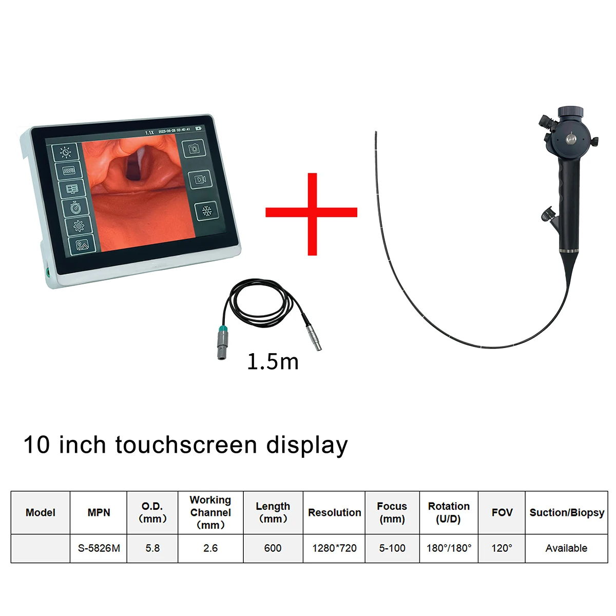 Reusable Handheld Flexible Video Laryngoscope with 3.5/10-Inch Touch Screen